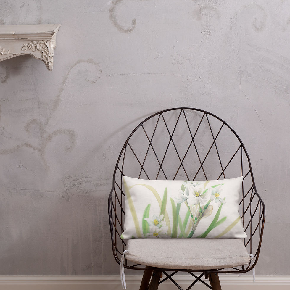 Thumbnail: Narcissus Flower Pillow | Botanical Watercolor Cushion 
