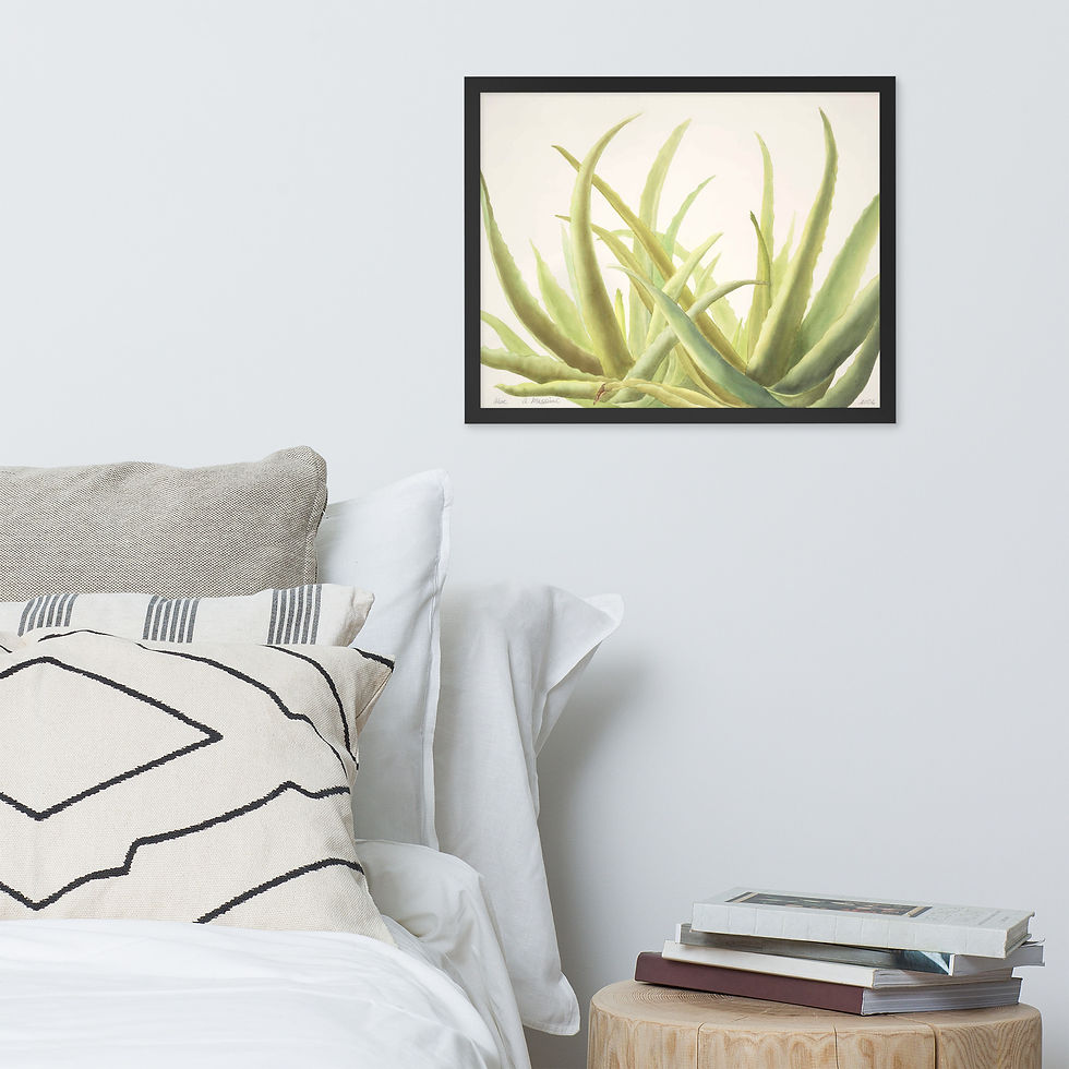 Thumbnail: Aloe Vera Watercolor Framed Print | Botanical Wall Art