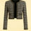 サムネイル： Veste courte – Tweed noir et blanc à sequins dorés (Précommande) Short Jacket