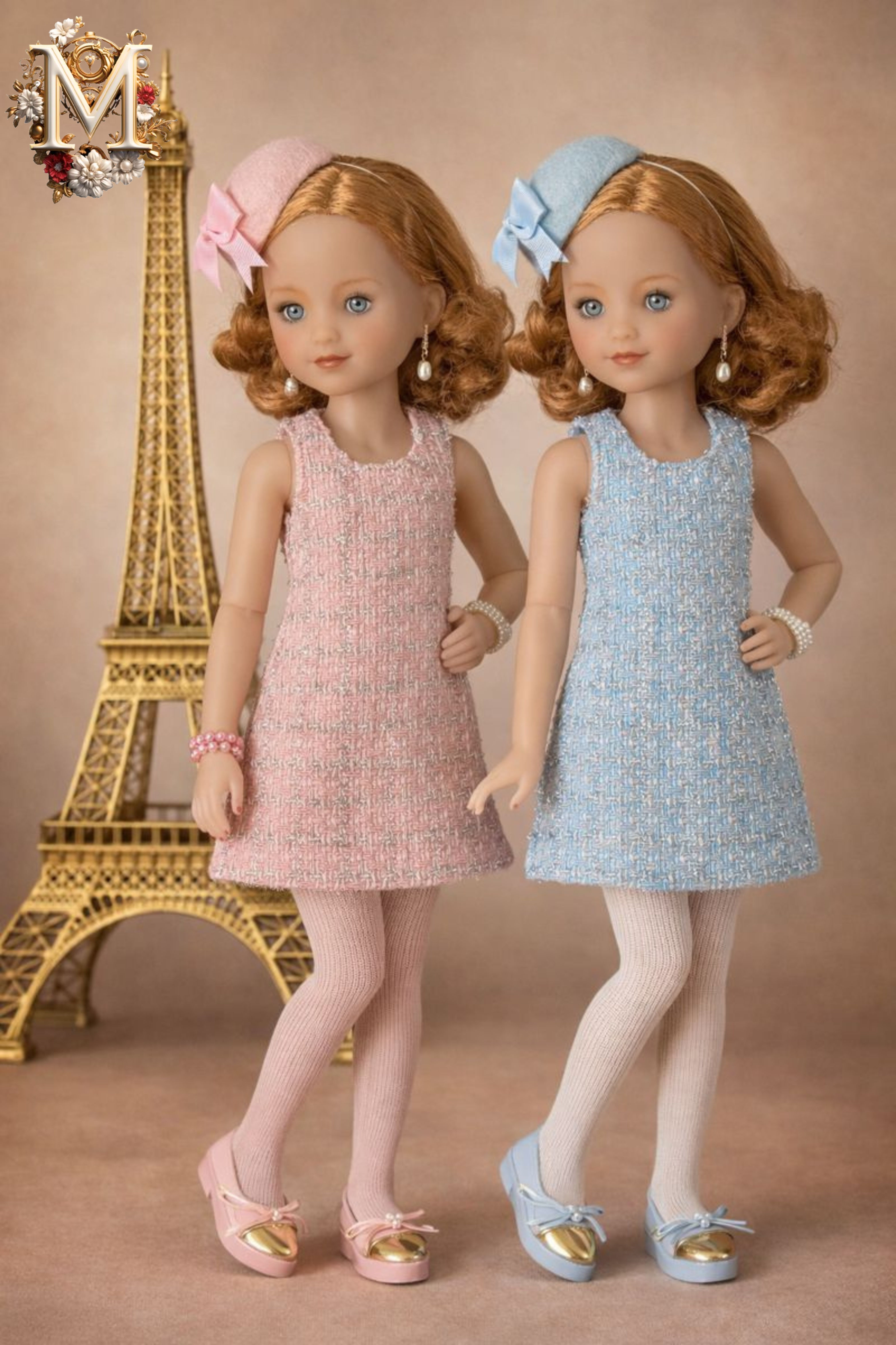 🇫🇷 Robe Jackie – Tweed rose ou bleu ciel 🇬🇧 Jackie Dress – Pink or Sky Blue