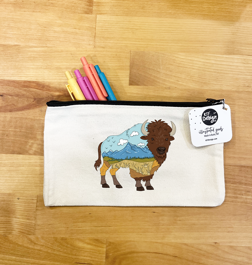 Thumbnail: Prairie Buffalo Zipper Pouch
