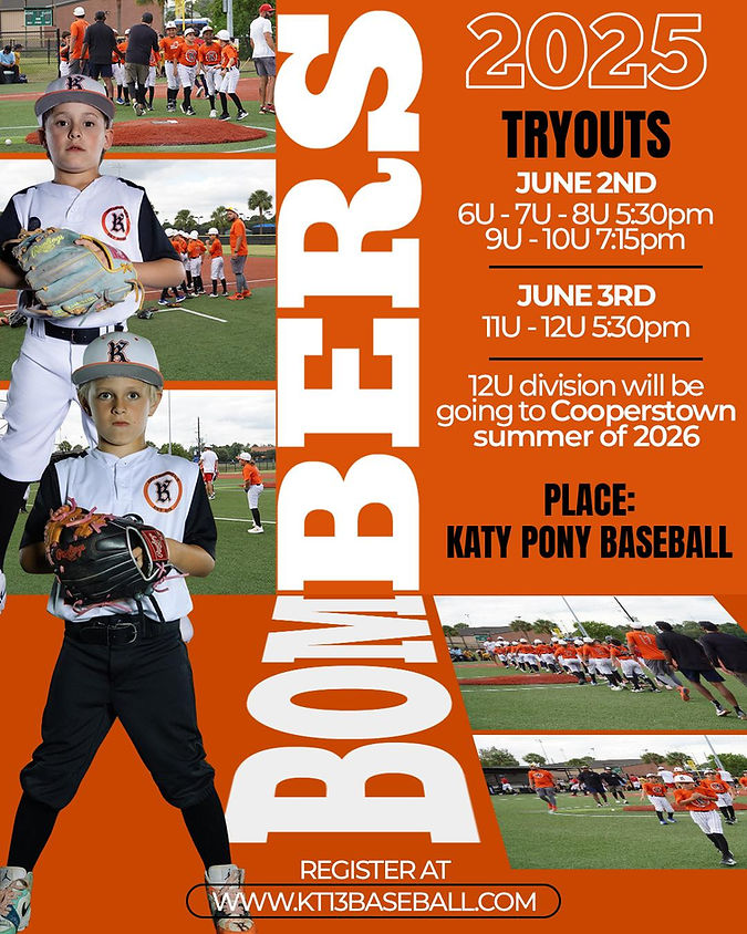 Katy Bombers 2025 Tryouts 11U & 12U