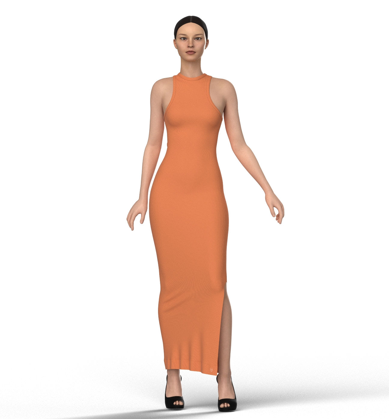 Manh Long knee slit sleeveless