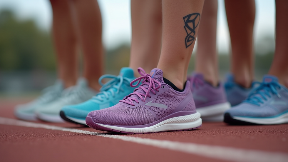 Close-up view of a vintage running shoe on a track