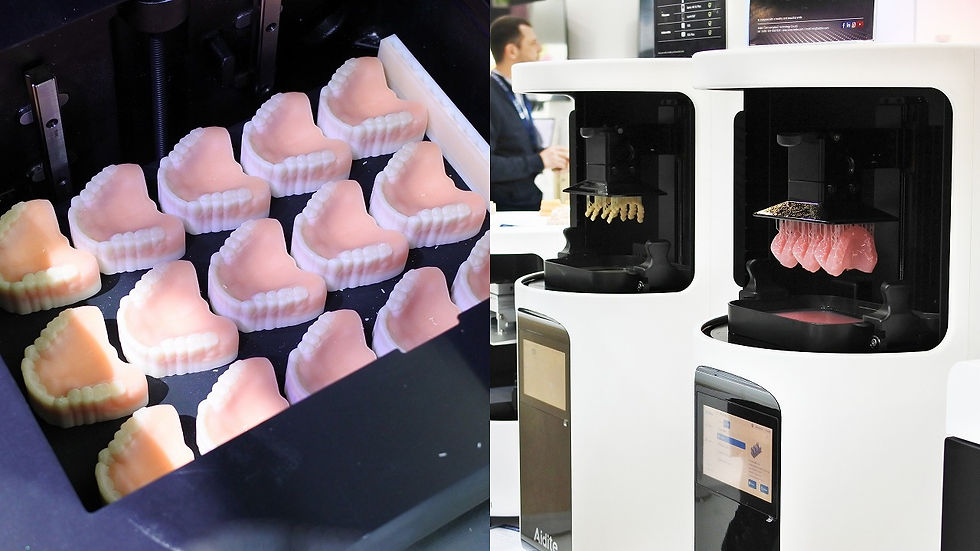 デジタルデンチャー出力の2方式。インク(マテリアル)ジェット式と吊り下げ式。