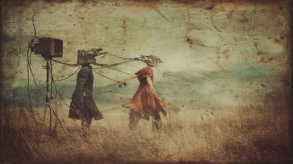 Two women have their heads blown off by a monitor.