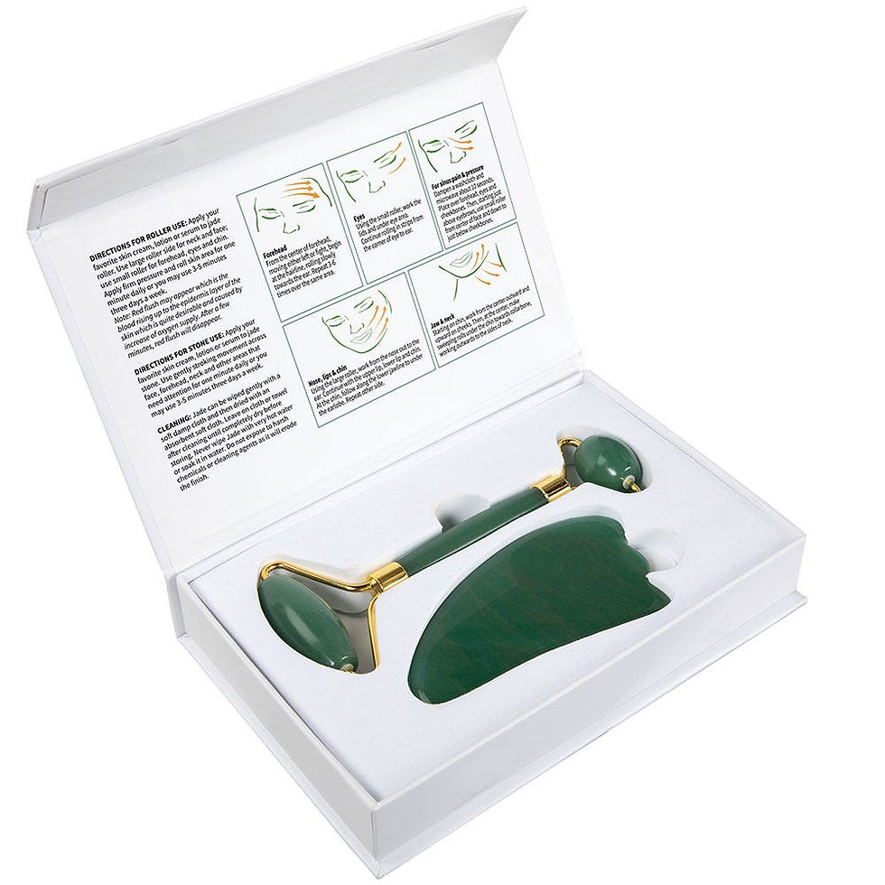 Thumbnail: 100% Natural Jade Stone Roller Set Roller & Gua Sha Stone