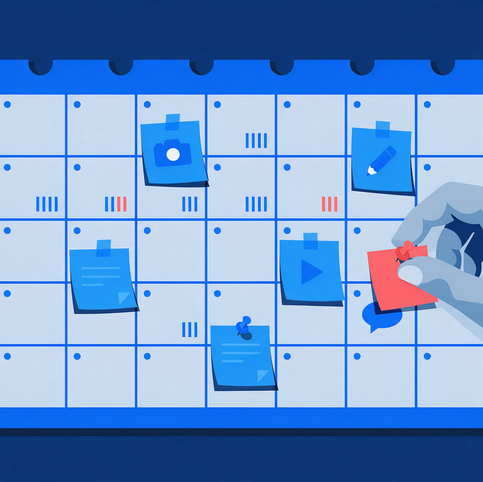 Calendário editorial com planejamento de conteúdo para blog e redes sociais