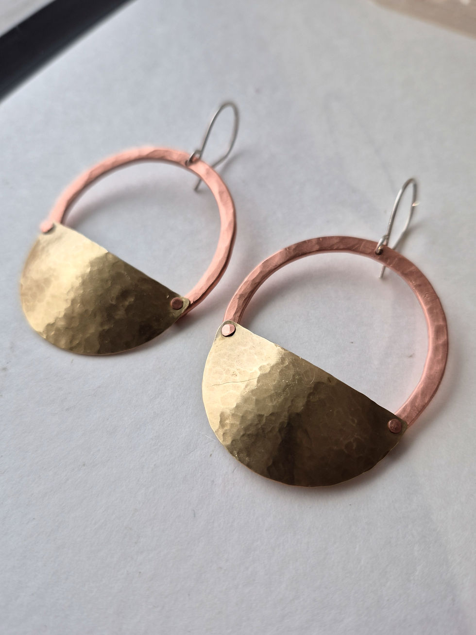 Thumbnail: 'Softly Fearless' - Handmade Copper and Brass Earrings
