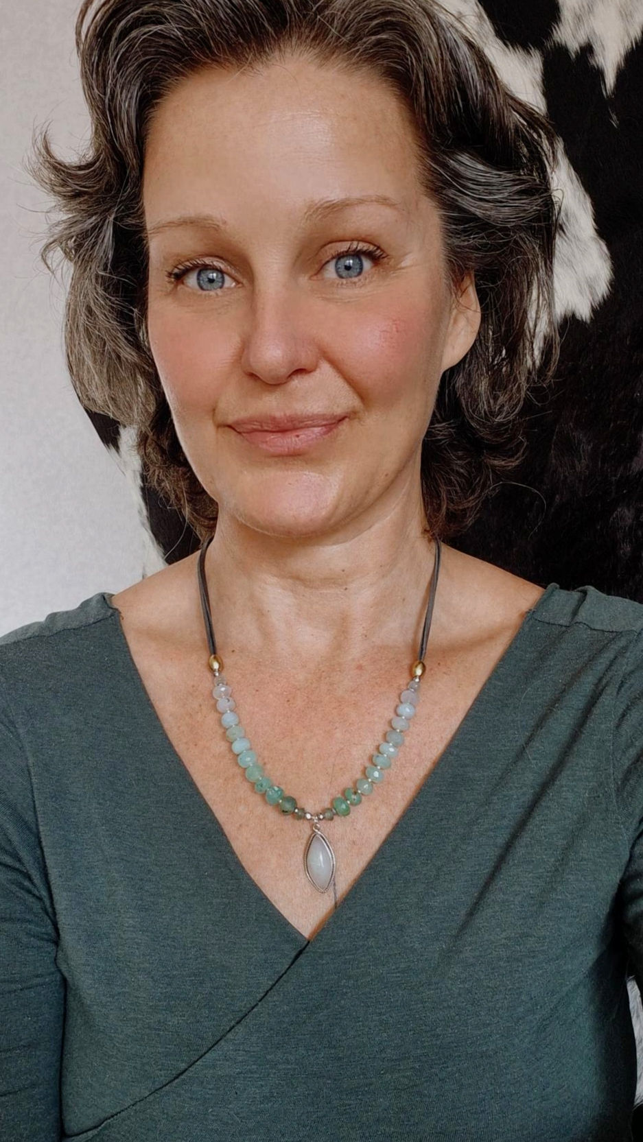 Thumbnail: Green Lace Jasper + Chrysoprase - Handmade Adjustable Necklace