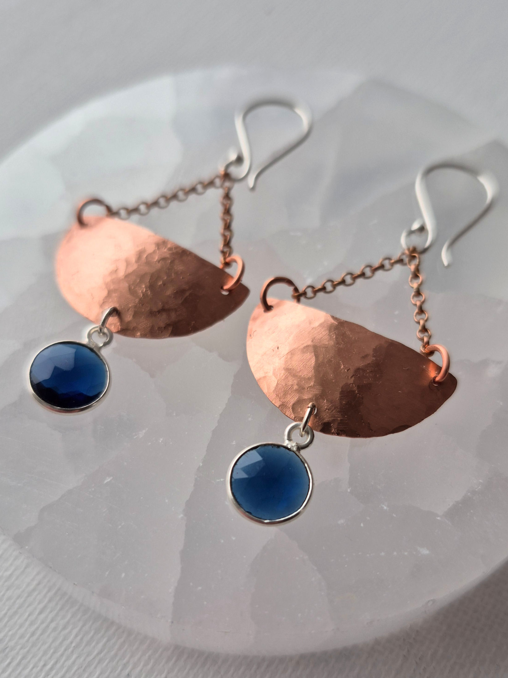 'Amphora' - Handmade Copper + Kyanite Earrings