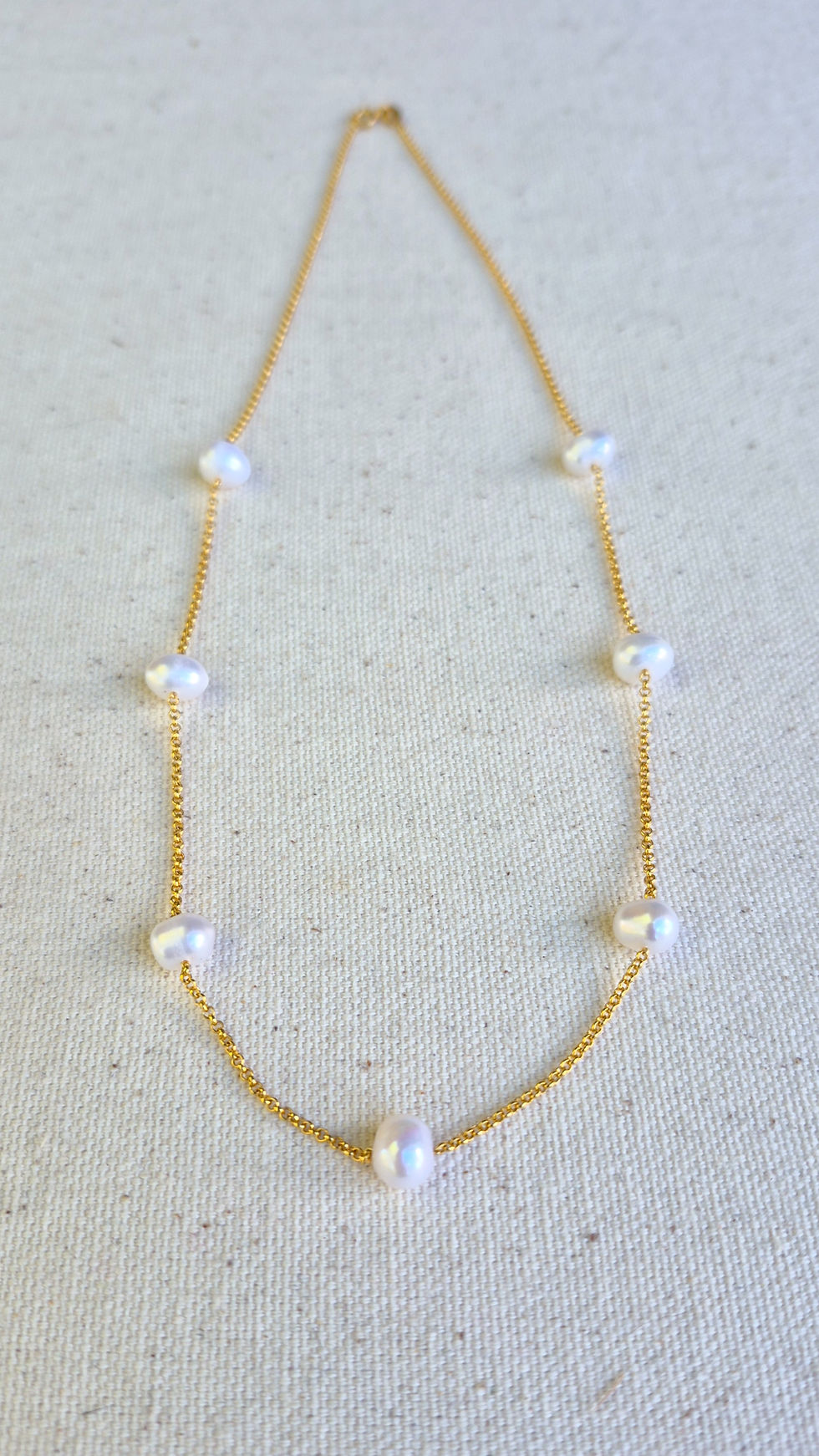 Thumbnail: Ivory Pearl Necklace on Gold Chain