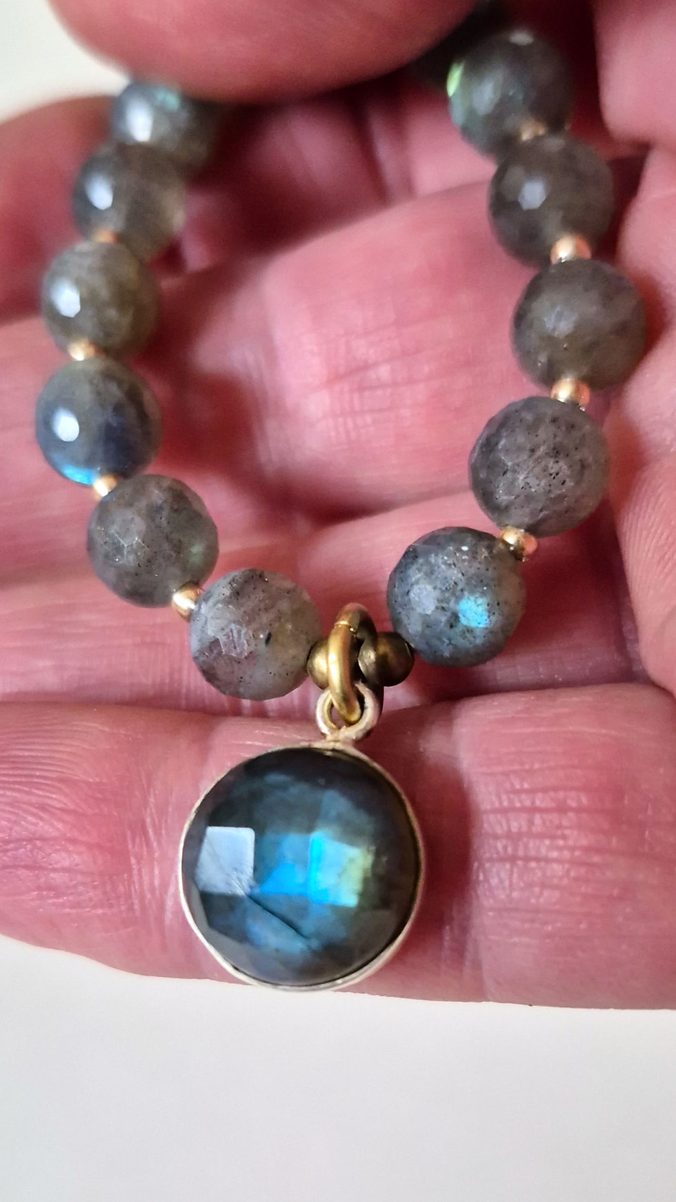 Thumbnail: 'Northern Lights'- Labradorite, Hematite, and Vintage Crystal (Necklace / Wrap-Bracelet)