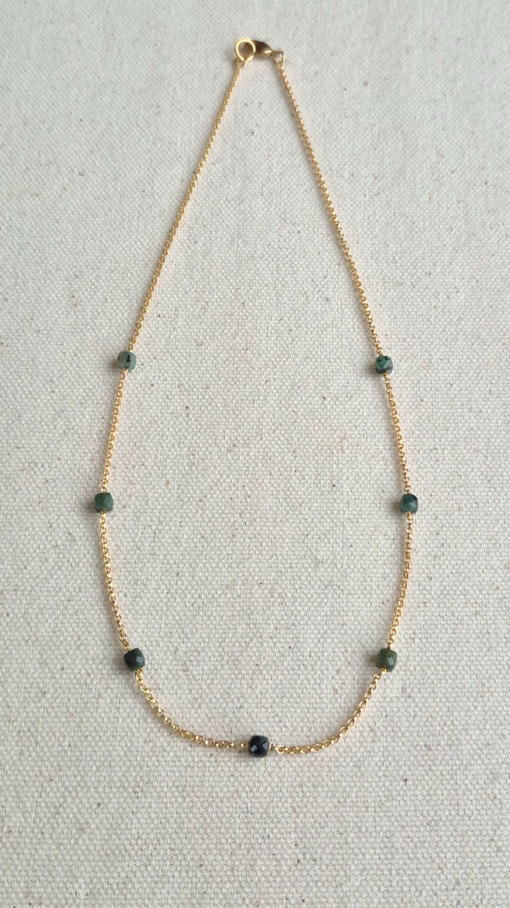 Emerald stacking choker chain necklace