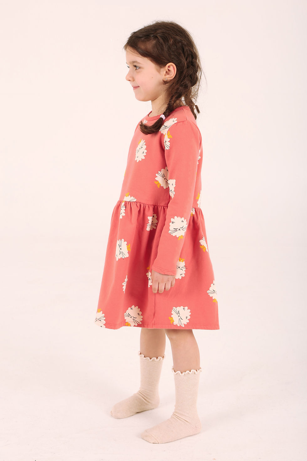 Thumbnail: Lötiekids dress KITTENS IN BOOTS - coral
