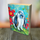 Thumbnail: White Bunny & Red Poppies - Canvas Print on Wood Panel - 6"x8"