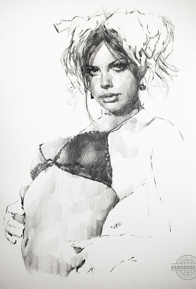 Female Figure Drawing by Houston Artist Andros Karr