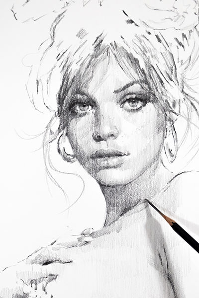 graphite portrait of a beautiful woman