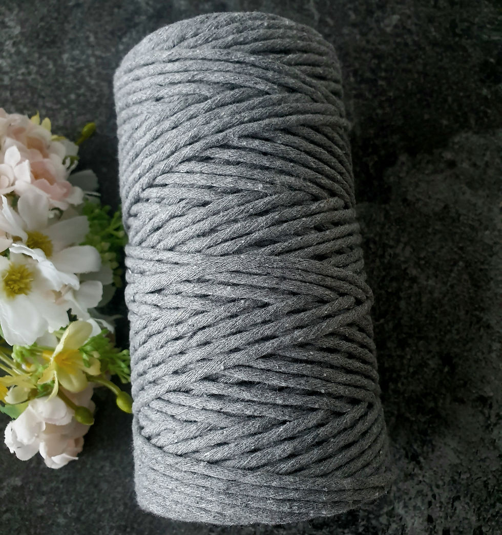 DUNKEL GRAU - Makramee Kordel 3mm, 100m