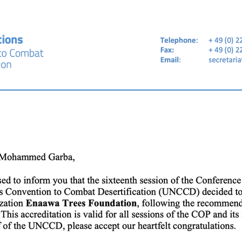En Aawa Trees Foundation Becomes UNCCD Observer