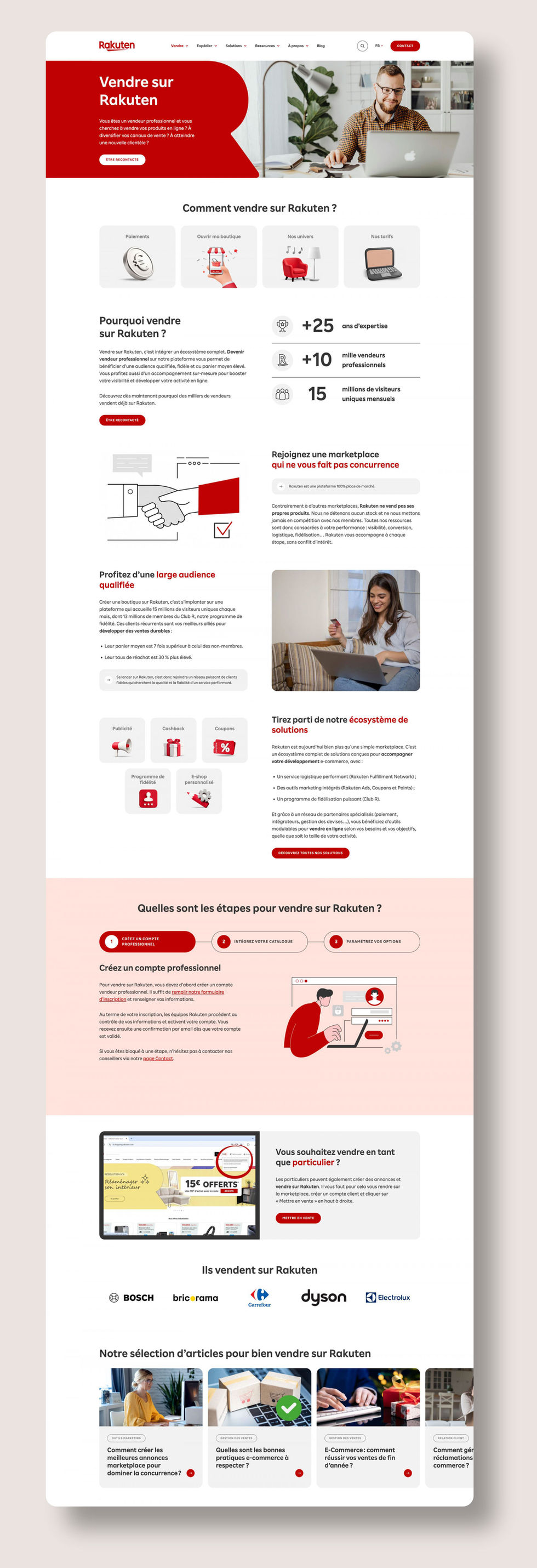 Présentation du web design de la maquette de la page d'ouverture de boutique du site Rakuten France