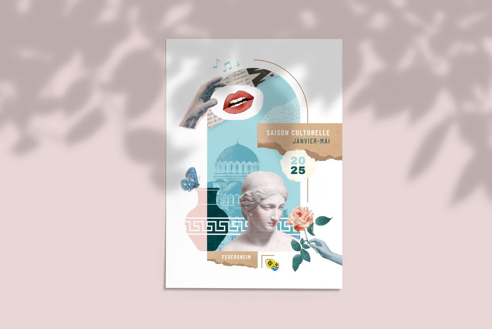 Collage digital poétique sur le thème du voyage, du folklore et de la mythologie