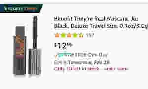Screenshot of an Amazon listing for Benefit They're Real mascara