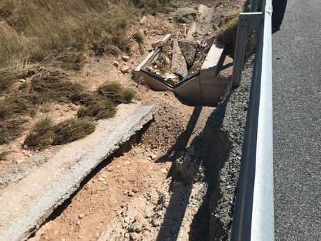 Comienzan las obras para la reparación de daños del temporal de agosto en la A-92N, en Chirivel y Vé