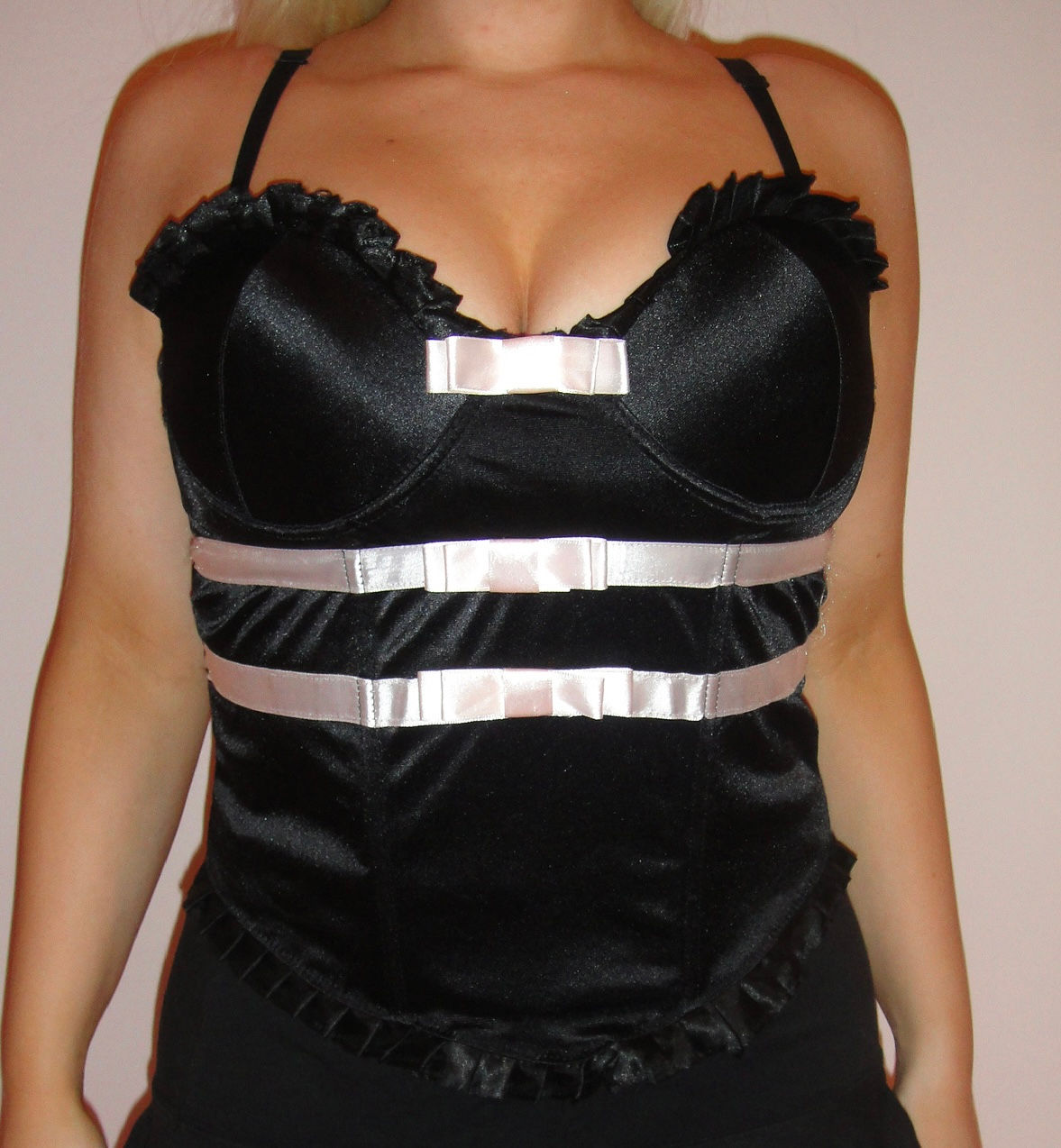 Black and Pink Bow Corset Top
