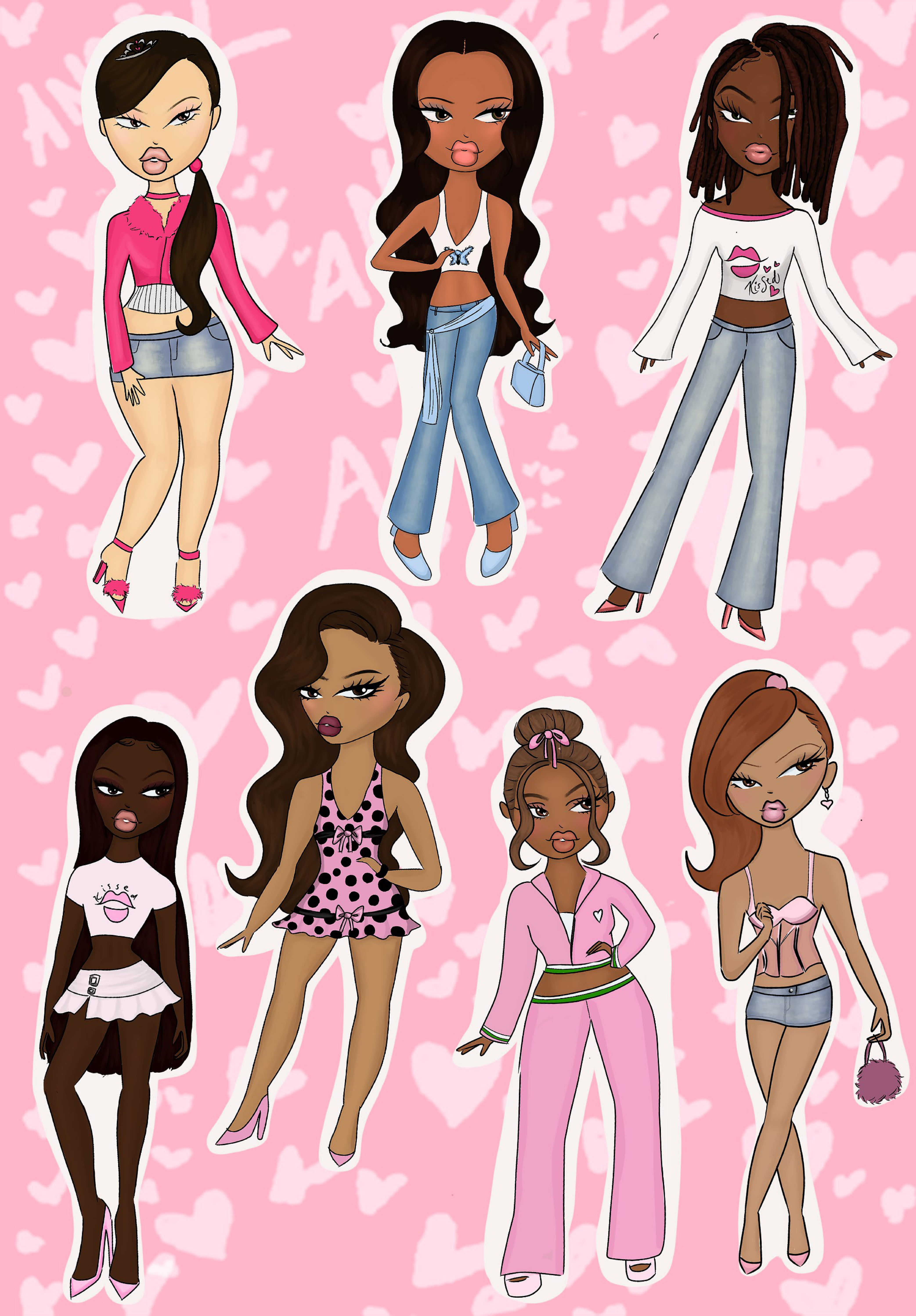 Pink Kissed Doll Sticker Sheet