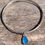 Thumbnail: Electric blue sea glass sterling silver charm bangle, size medium