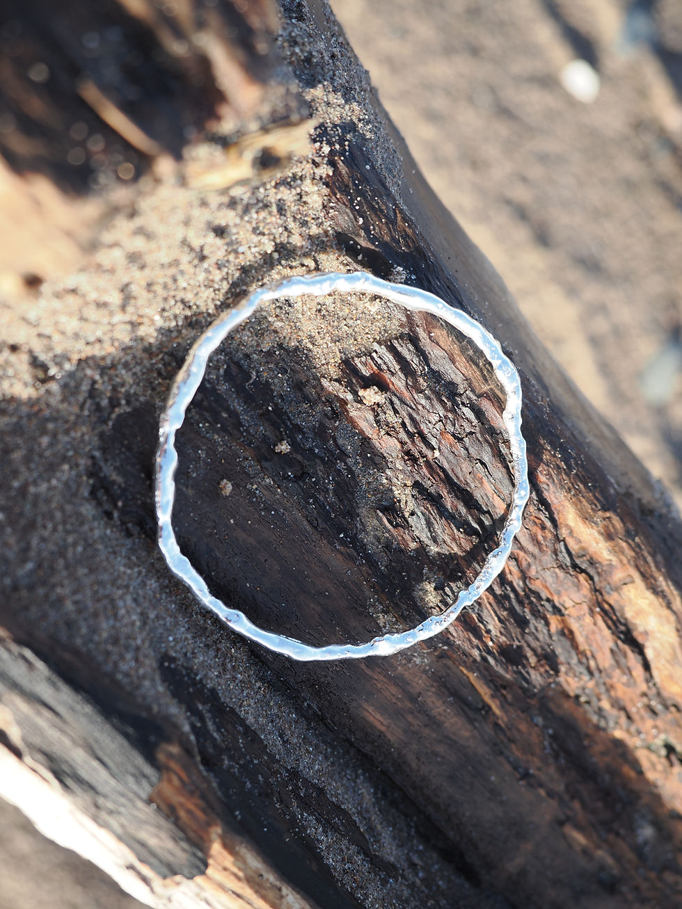 Thumbnail: XL Molten silver bangle