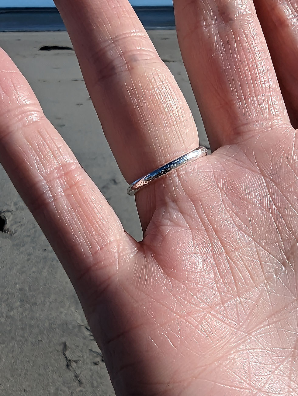 Thumbnail: Honey amber sea glass and recycled silver ring Size UK N,US 6.75