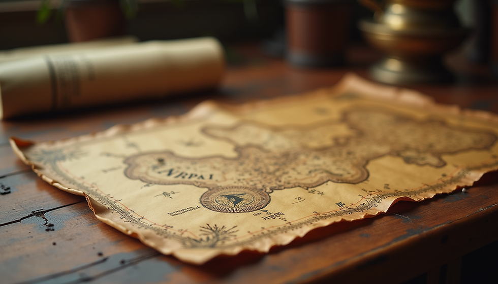 A treasure map filled with secrets and history.