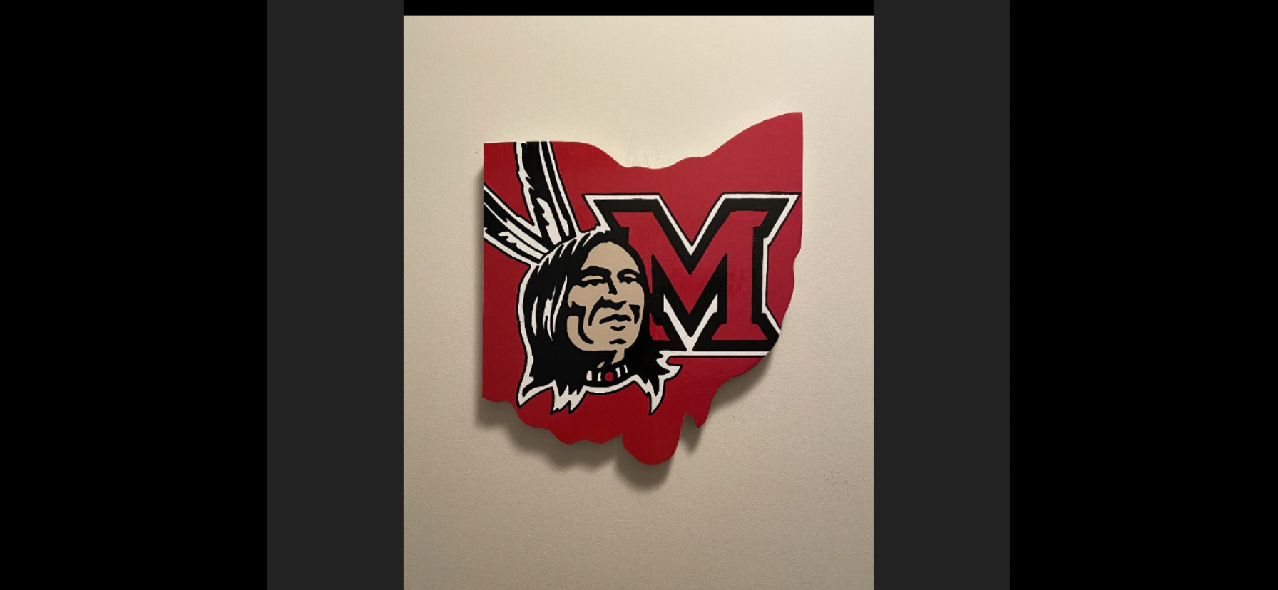 Miami , Ohio  hand painted cut out , in the shape of Ohio 