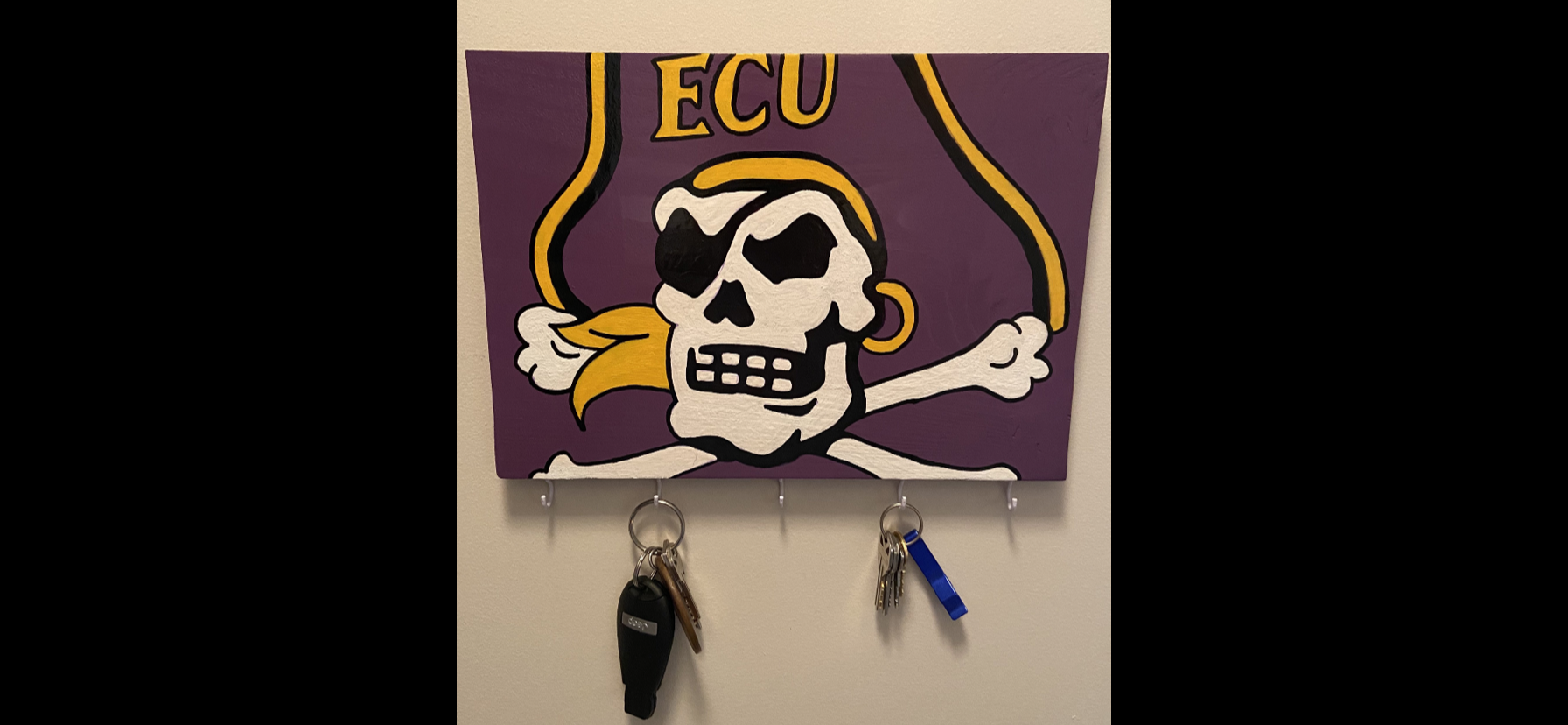 East Carolina key holder handpainted 