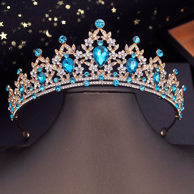 Thumbnail: Colored Crystal Crown for Girls Small Tiaras Headdress Hair Jewelry Bridal 