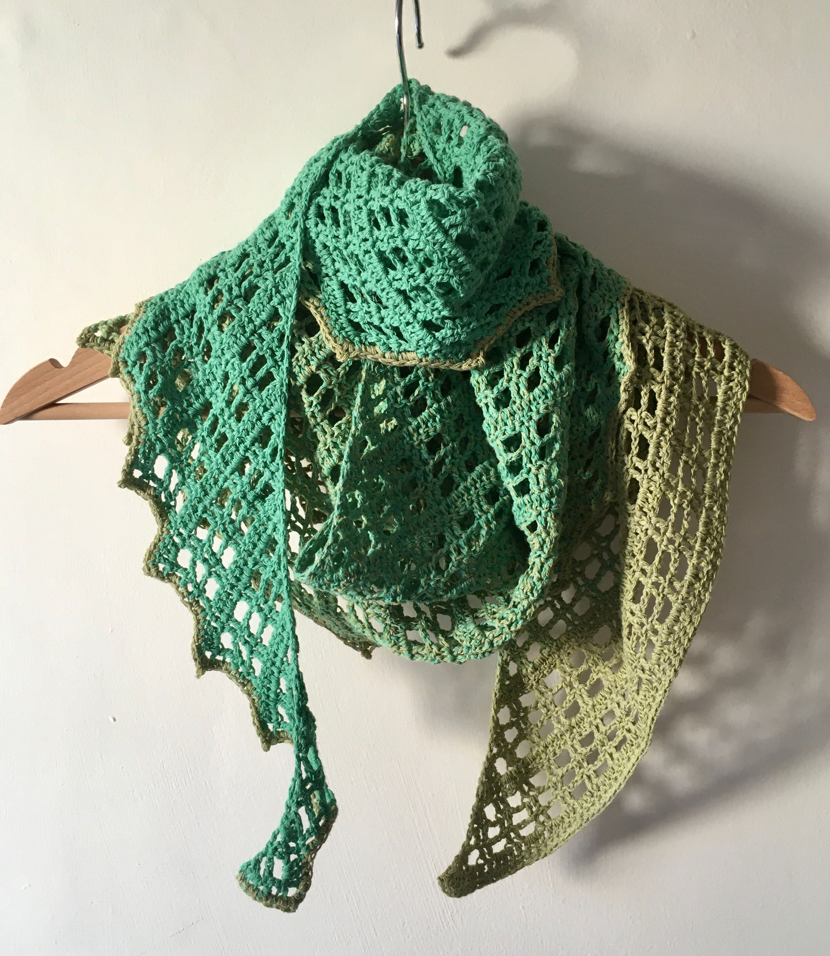 Green Cotton & Linen Crochet Wrap