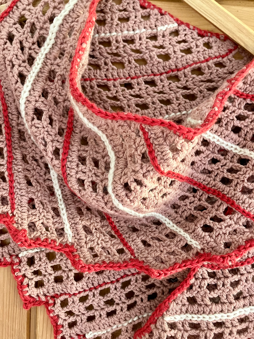 Thumbnail: Pink, red and white striped wrap close up