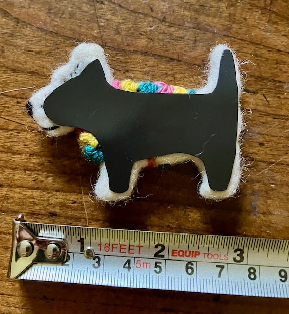 Thumbnail: Felted sheep fleece dog in jumper magnet back