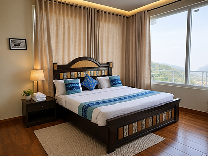 Cozy modern bedroom with scenic view.png