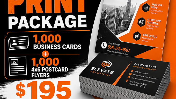 1,000 Flyers + 1,000 Business Cards Package
