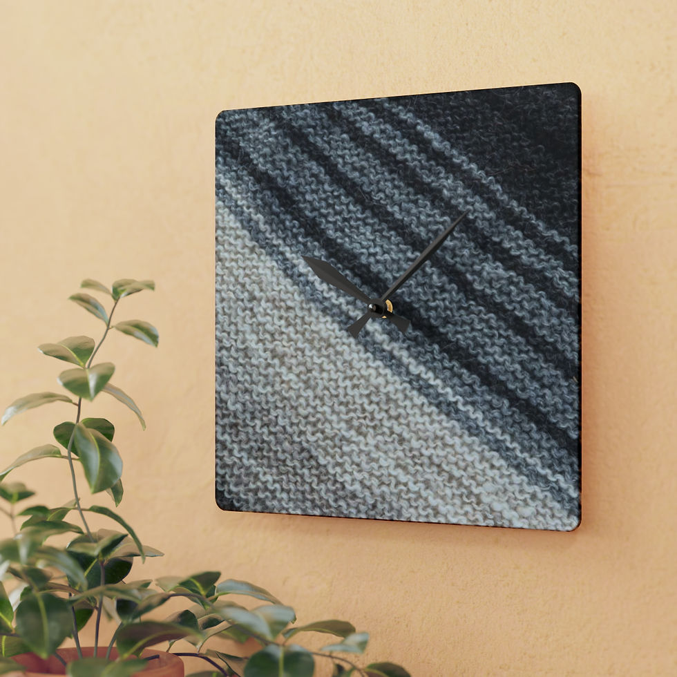 Thumbnail: Natural Icelandic Sheep Wool Knitted Print Acrylic Wall Clock