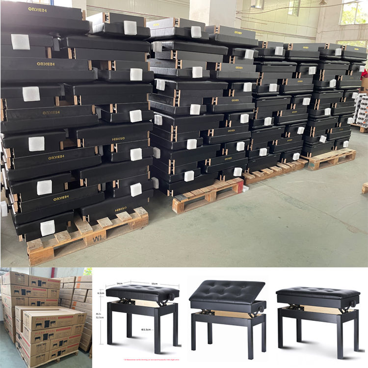 Thumbnail: Adjustable Cushion Wooden Hydraulic Lift Digital Piano Stool