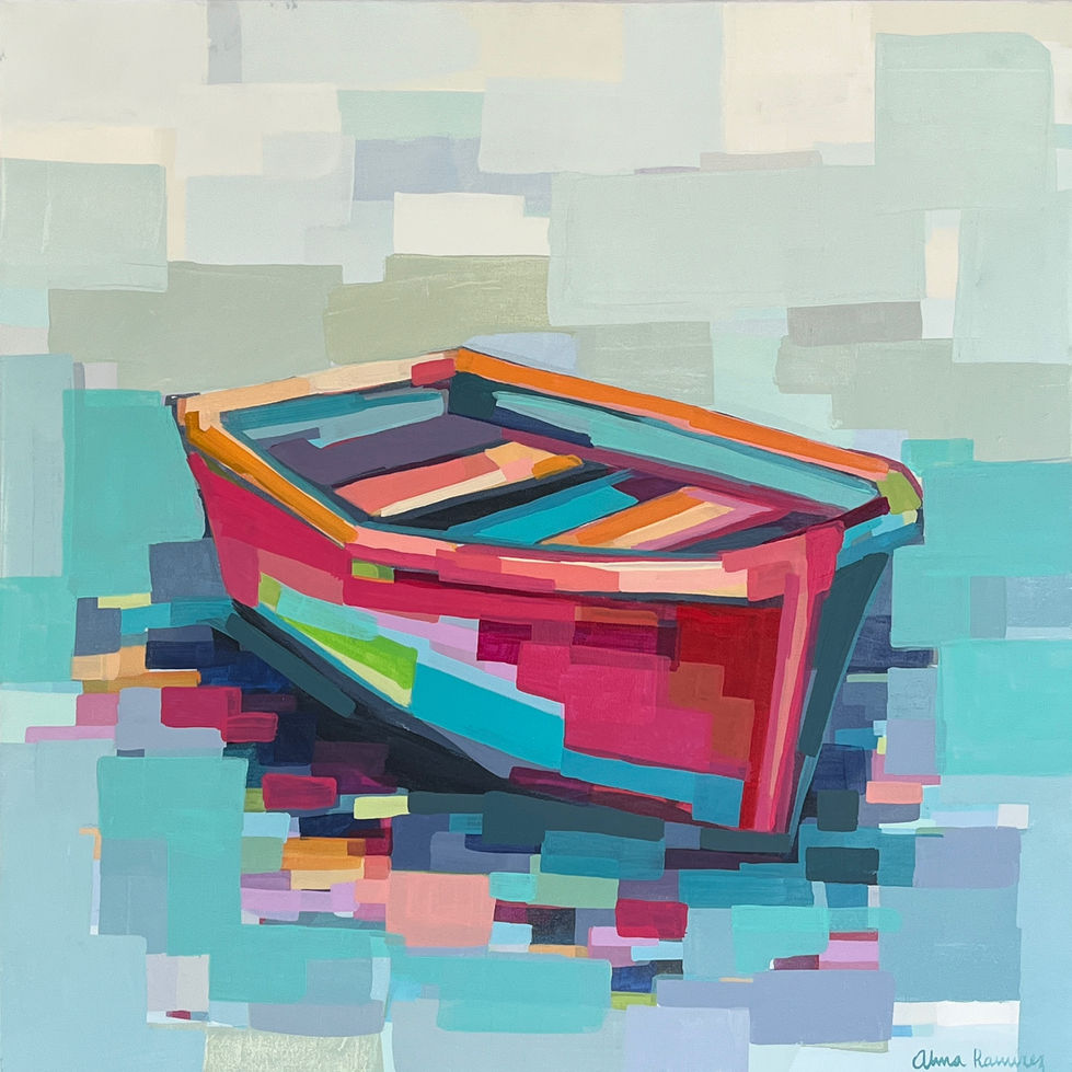 "Boat in Teal" 30 x 30"