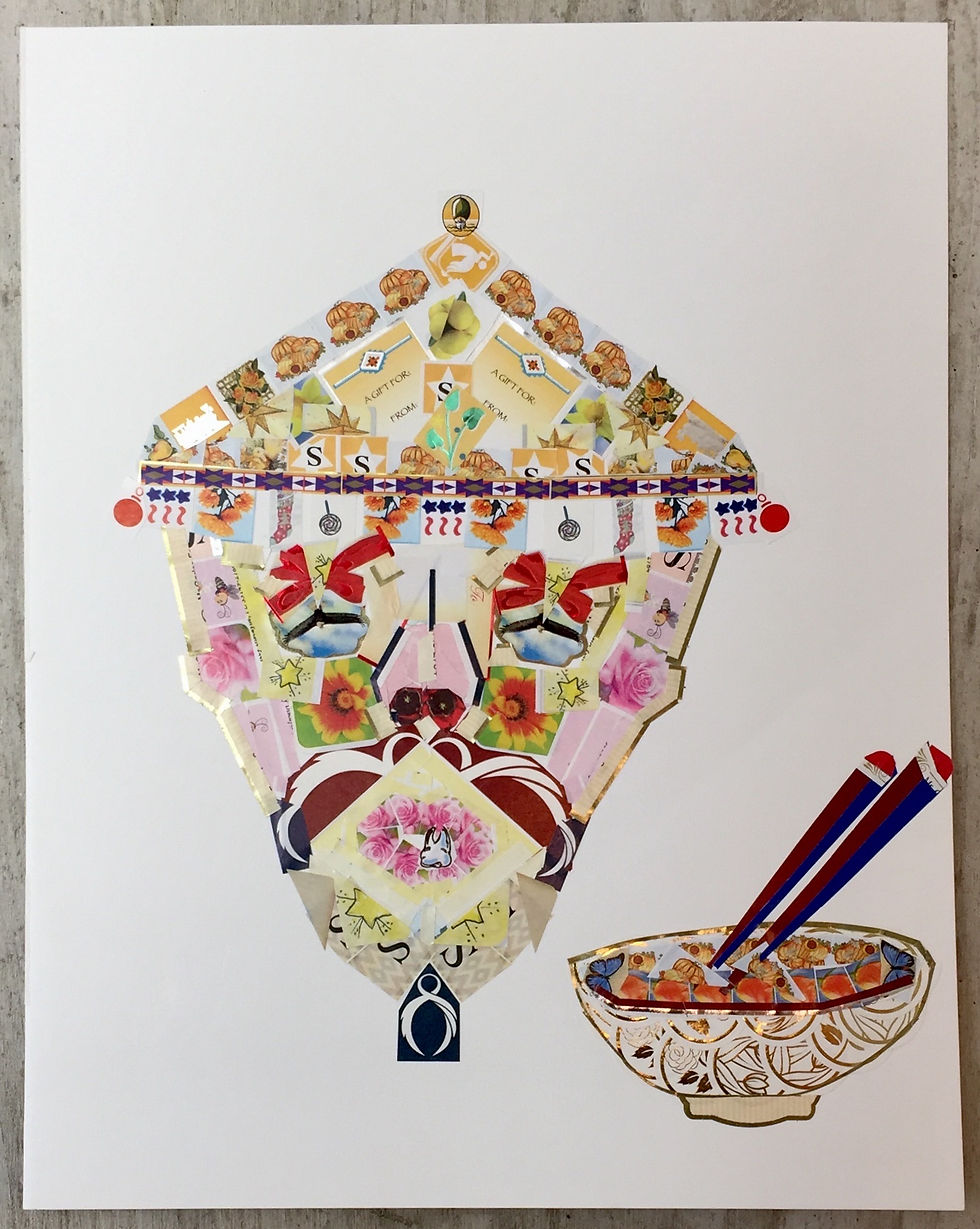 Mr Wong, stickers on paper, 11x14 inches, 2017