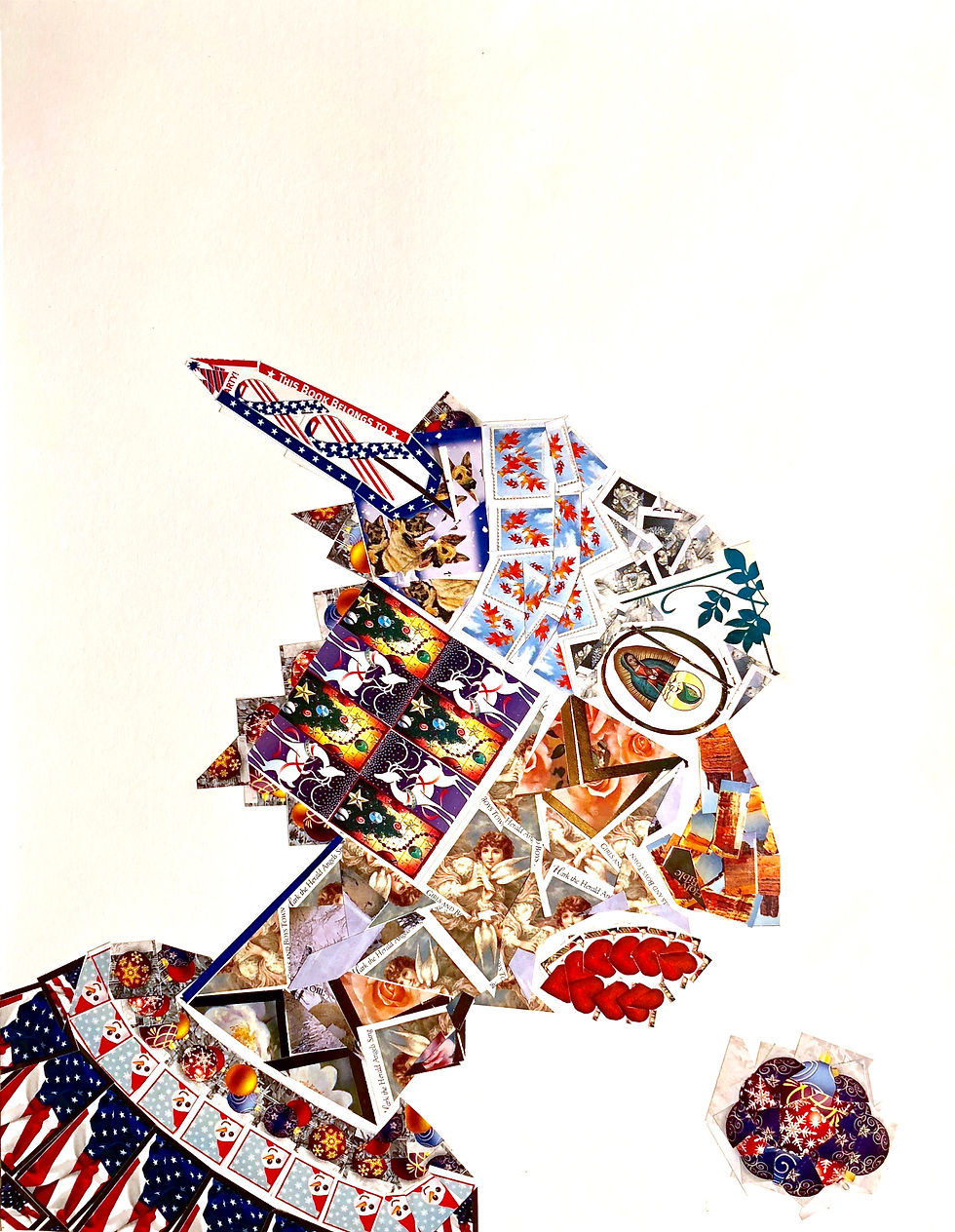 MAURO SOGGIU-_TRUFFLE HUNTER_-14X11 INCHES-STICKERS COLLAGE ON PAPER-2018-$600