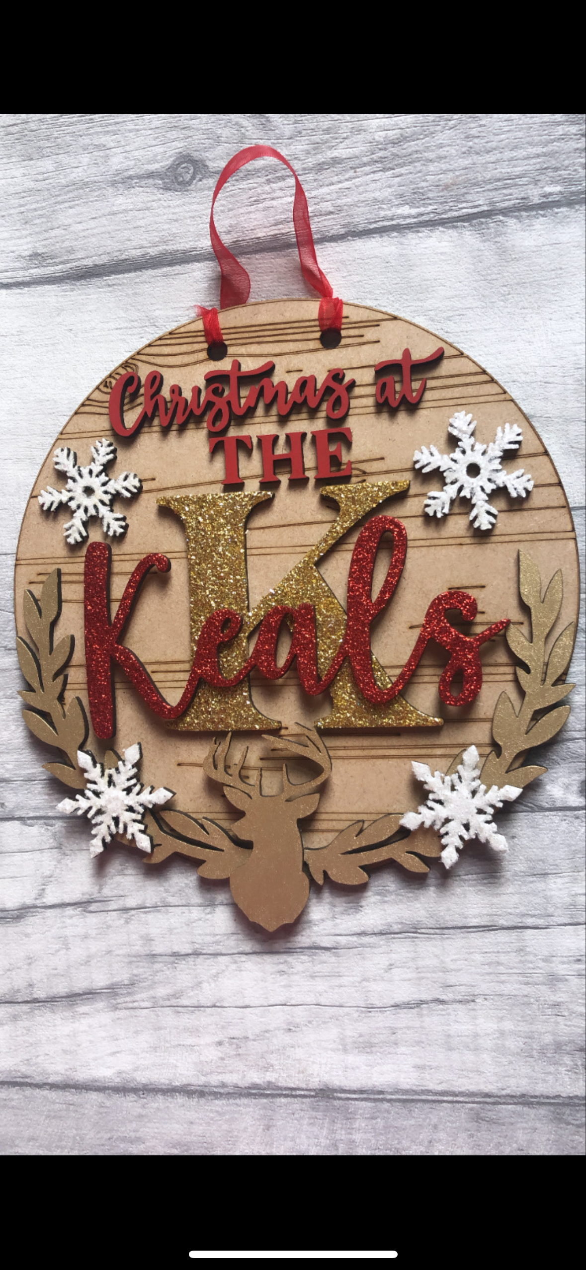 Personalised Christmas family name sign