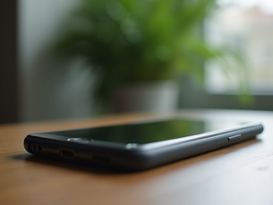    A smartphone on a wooden table illustrating vishing scam awareness