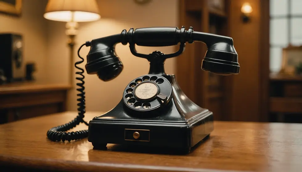 Rotary phone on table